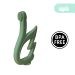 mordedor de silicona de bebe cisne verde