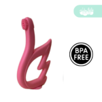 mordedor de silicona de bebe cisne guinda