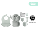 Set de alimentación de bebé modelo elefantito plomo