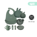 Set de alimentación de bebé modelo conejito premium verde