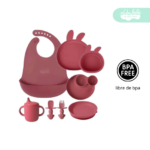 Set de alimentación de bebé modelo conejito premium rojo