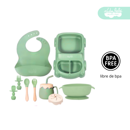 98 Set de alimentación de bebé modelo CARRITO verde - Imagen 1