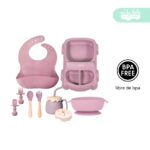 Set de alimentación de bebé modelo CARRITO rosa