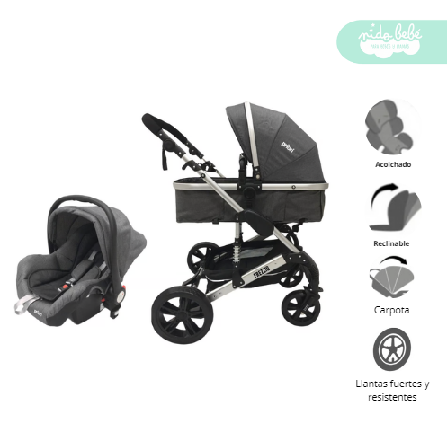 l2 Coche Moises de bebe travel system plegable priory Dark - Imagen 1