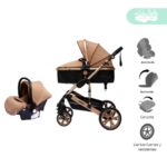 Coche Moises de bebe travel system plegable priory Beige