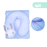 Almohada más collarín y manta de bebé color azul