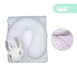 Almohada más collarín y manta de bebé color blanco