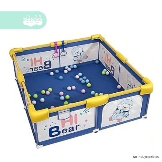4 Corralito infantil de tela con malla de seguridad modelo Osito Blue - Imagen 1