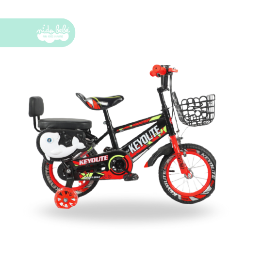 41 Bicicleta infaltil aro 12 para niño key con doble asiento color rojo - Imagen 1