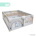 Corralito infantil de tela con malla de seguridad color plomo Dino