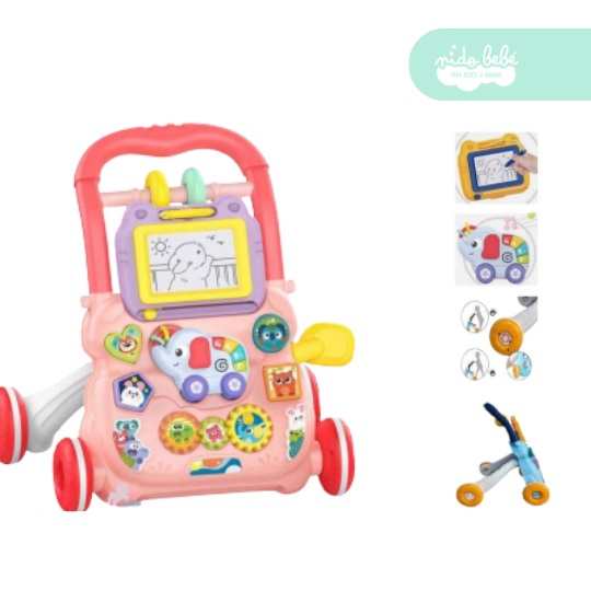 51 Caminador para bebe modelo pizarra elefante rosa - Imagen 1