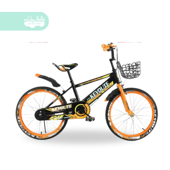 54 Bicicleta infaltil aro 20 para niño key con canastilla color naranja - Imagen 1