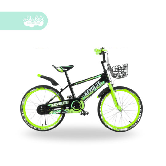 56 Bicicleta infaltil aro 20 para niño key con canastilla color verde - Imagen 1