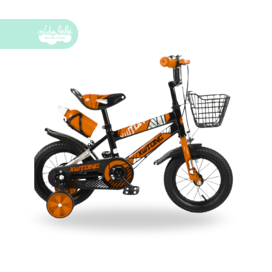58 Bicicleta infaltil aro 16 para niñoxwting con canastilla color naranja - Imagen 1