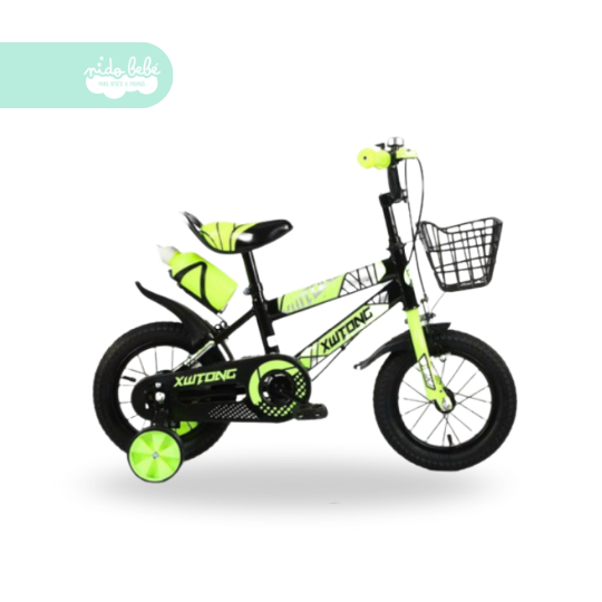 60 Bicicleta infaltil aro 16 para niñoxwting con canastilla color verde - Imagen 1