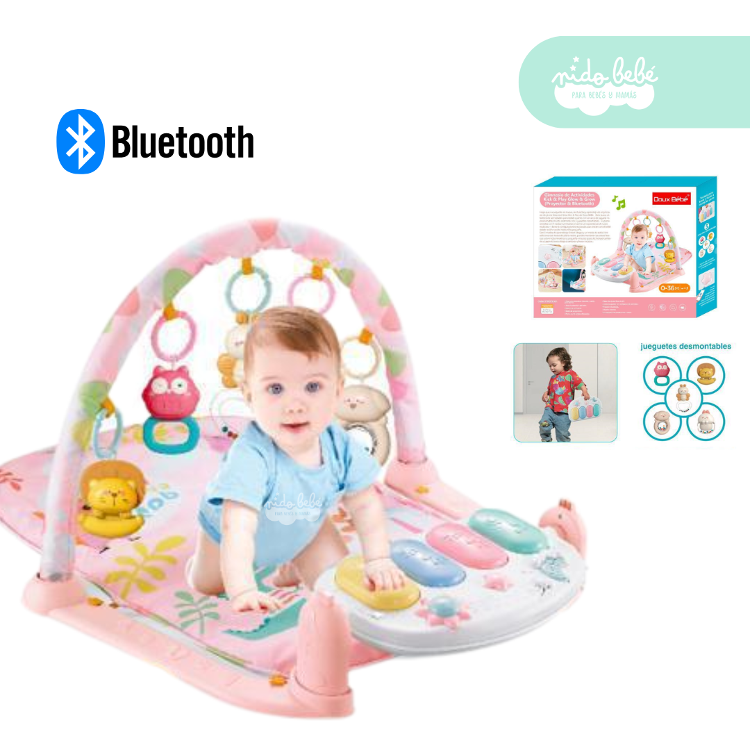 76 GYM para bebe modelo piano Doux con Bluetooth rosado - Imagen 1