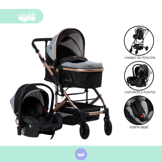 1 Coche Moises con porta bebé Rustell black - Imagen 1