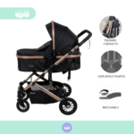 Coche Moises de bebé modelo premium Nate black