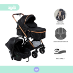 Coche Moises con porta bebé Bimba black