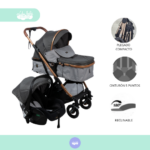 Coche Moises con porta bebé Bimba grey