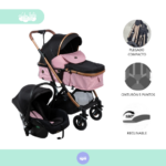 Coche Moises con porta bebé Bimba pink