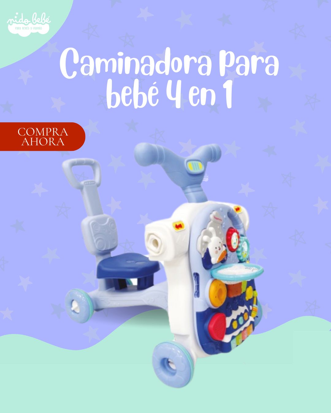 4EN1AZUL Caminador para bebé 4 en 1 con centro de actividades - AZUL - Imagen 1