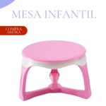 MESA DE COMEDOR REDONDA PARA BEBÉ - COLOR ROSADO