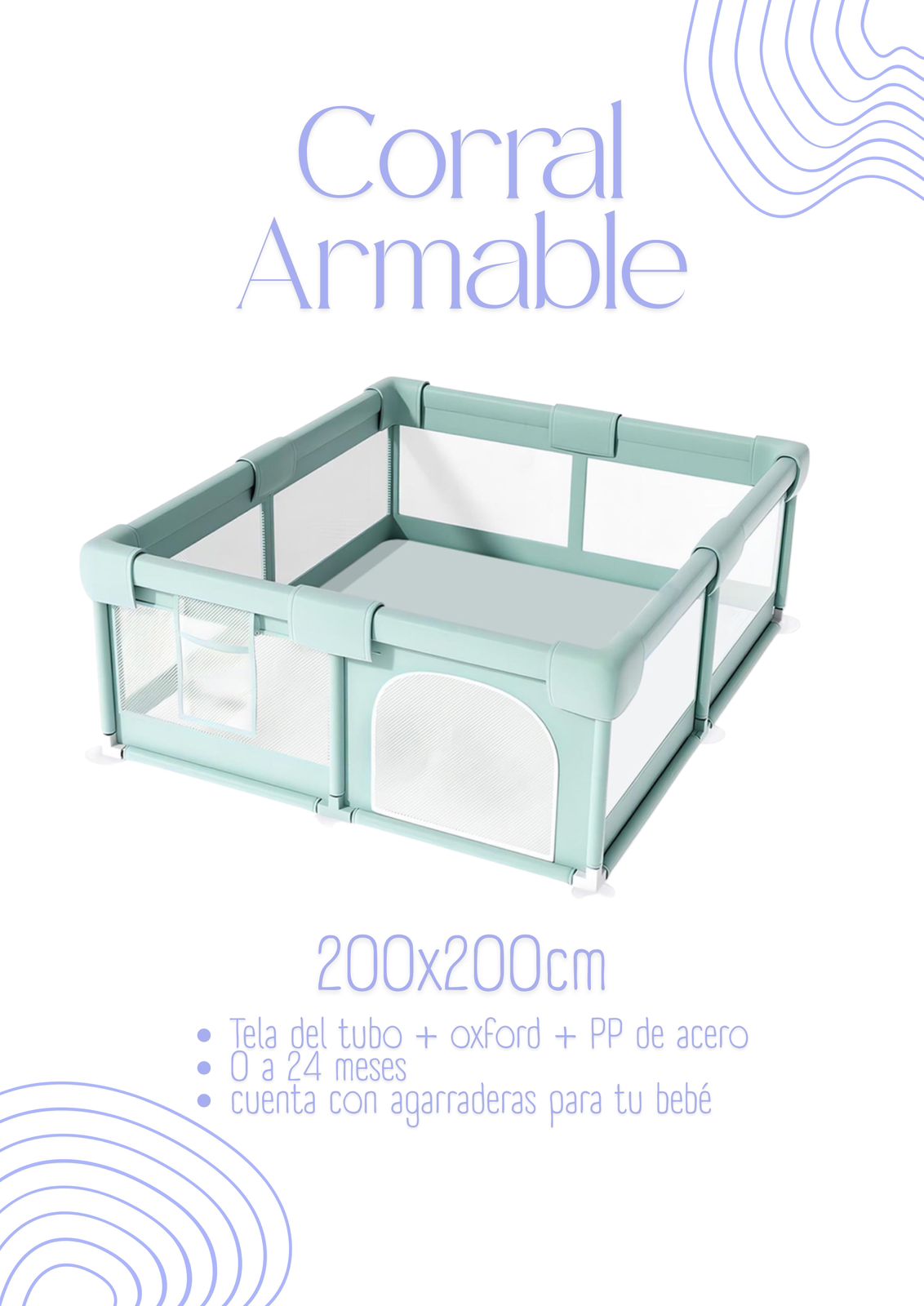 CORRALVERDE200 Corral Armable 200x200cm - COLOR VERDE - Imagen 1