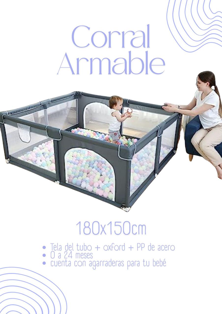 GRIS180 Corral Armable 180x150cm - COLOR GRIS - Imagen 1