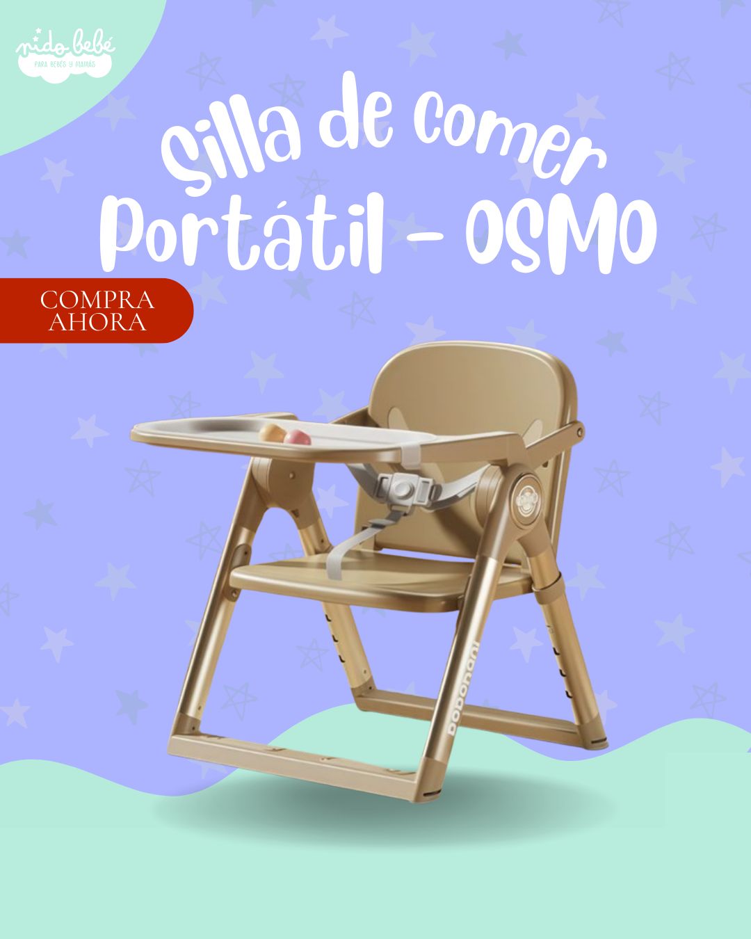 OSMODORADO Silla de Comer de bebé portatil OSMO - COLOR DORADO - Imagen 1