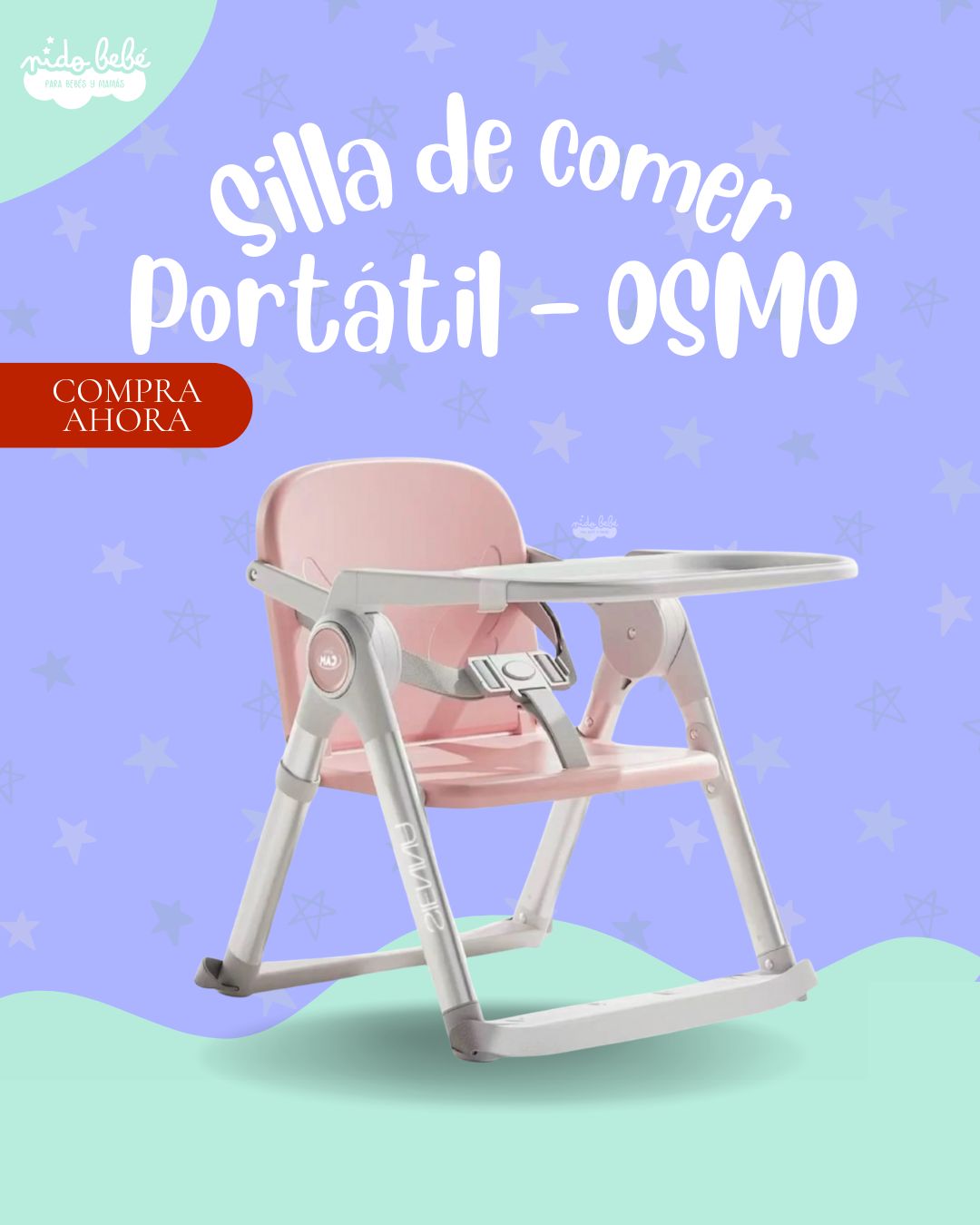 OSMOROSADO Silla de Comer de bebé portatil OSMO - COLOR ROSADO - Imagen 1