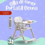 Silla de Comer de bebé portatil SIENNA 3 EN 1 - COLOR PLOMO