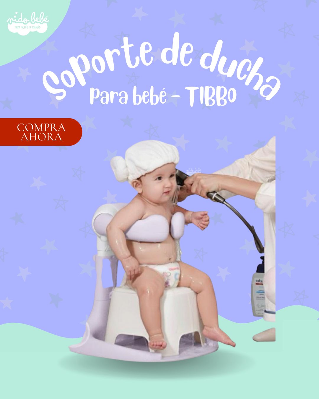 TIBBOLILA Soporte de Ducha para Bebé Ajustable TIBOO LILA - Imagen 1