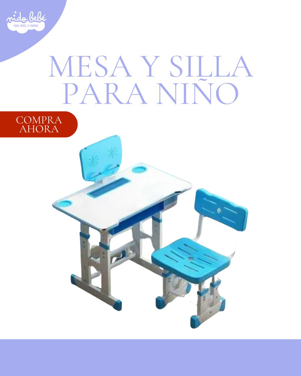 mesaceleste Mesa Escritorio Infantil Niño Silla Soporte Libro Regulable Celeste - Imagen 1