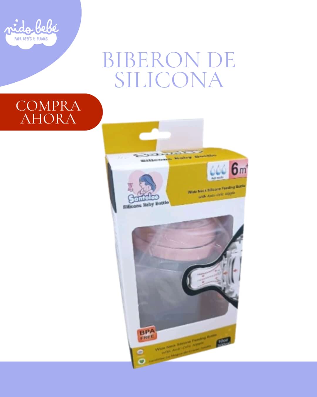 BIBERONROSADOSILICONA BIBERÓN DE SILICONA PARA BEBÉS - MODELO COLOR ROSADO - Imagen 1