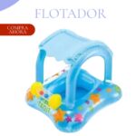 Flotador Inflable Piscina Niños Y Bebe Con Techo Protector - CELESTE