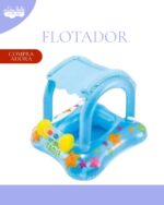 Flotador Inflable Piscina Niños Y Bebe Con Techo Protector - CELESTE
