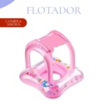 Flotador Inflable Piscina Niños Y Bebe Con Techo Protector - ROSADO