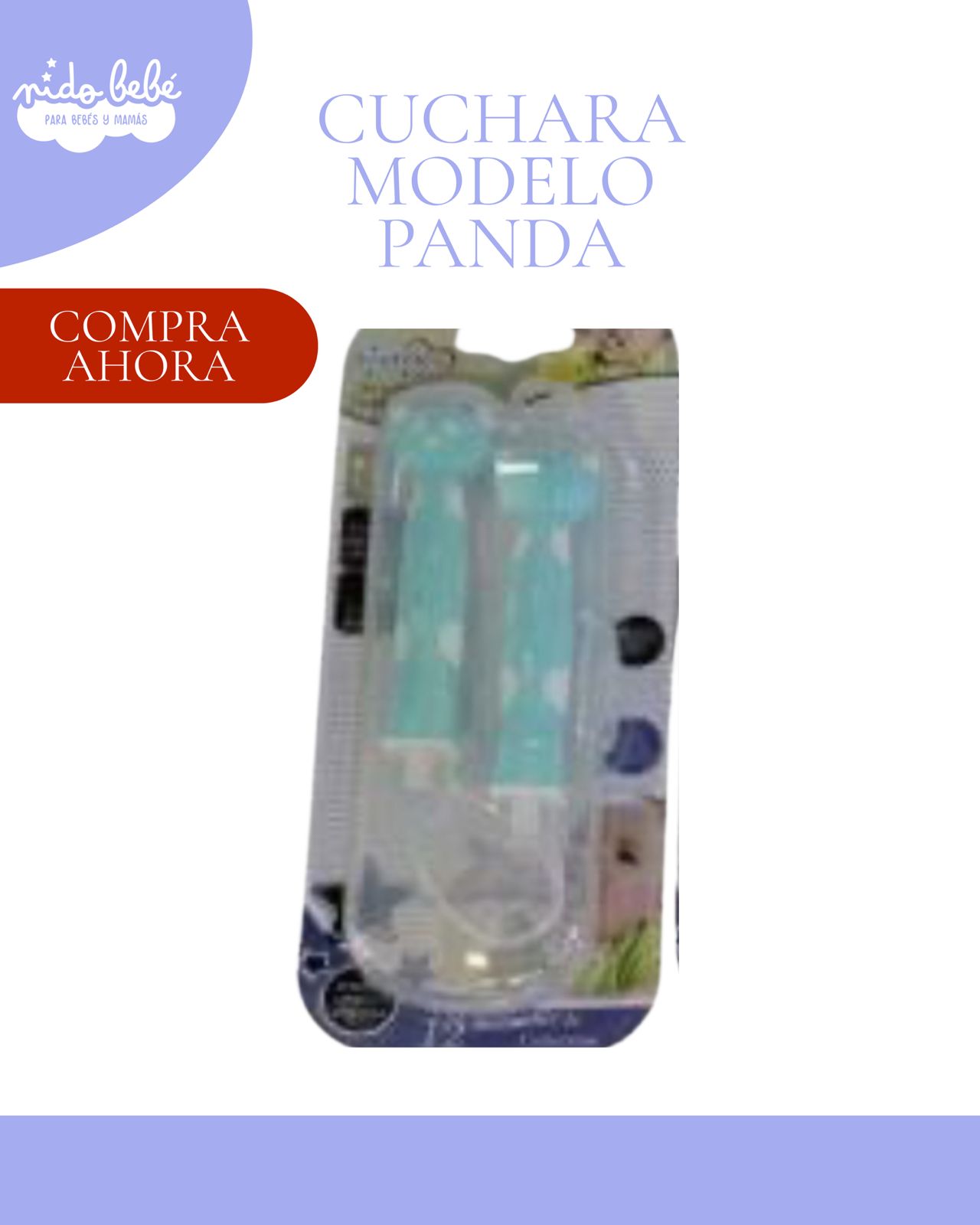 pandacutur CUCHARA SANTOLEE PARA NIÑOS - MODELO PANDA TURQUESA - Imagen 1