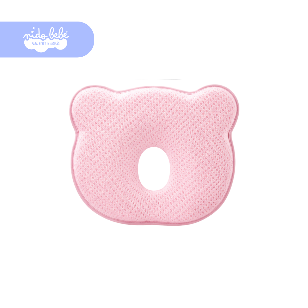 AlmAntiplagiaocefaliaositorosa Almohada Antiplagiocefalia Osito Rosa para Bebé - Imagen 1