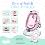 Bañera Plegable Splash con Regadera Eléctrica y kit - ROSADO - Imagen 2