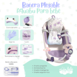 Bañera Plegable Aquabu con Termómetro y Set de Accesorios -  LILA - Imagen 2