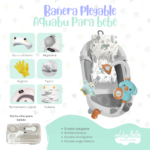 Bañera Plegable Aquabu con Termómetro y Set de Accesorios - GRIS - Imagen 2