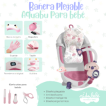 Bañera Plegable Aquabu con Termómetro y Set de Accesorios - ROSADO - Imagen 2