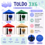 Toldo Plegable 3X6m Protección UPF 50+ Beige - Imagen 2
