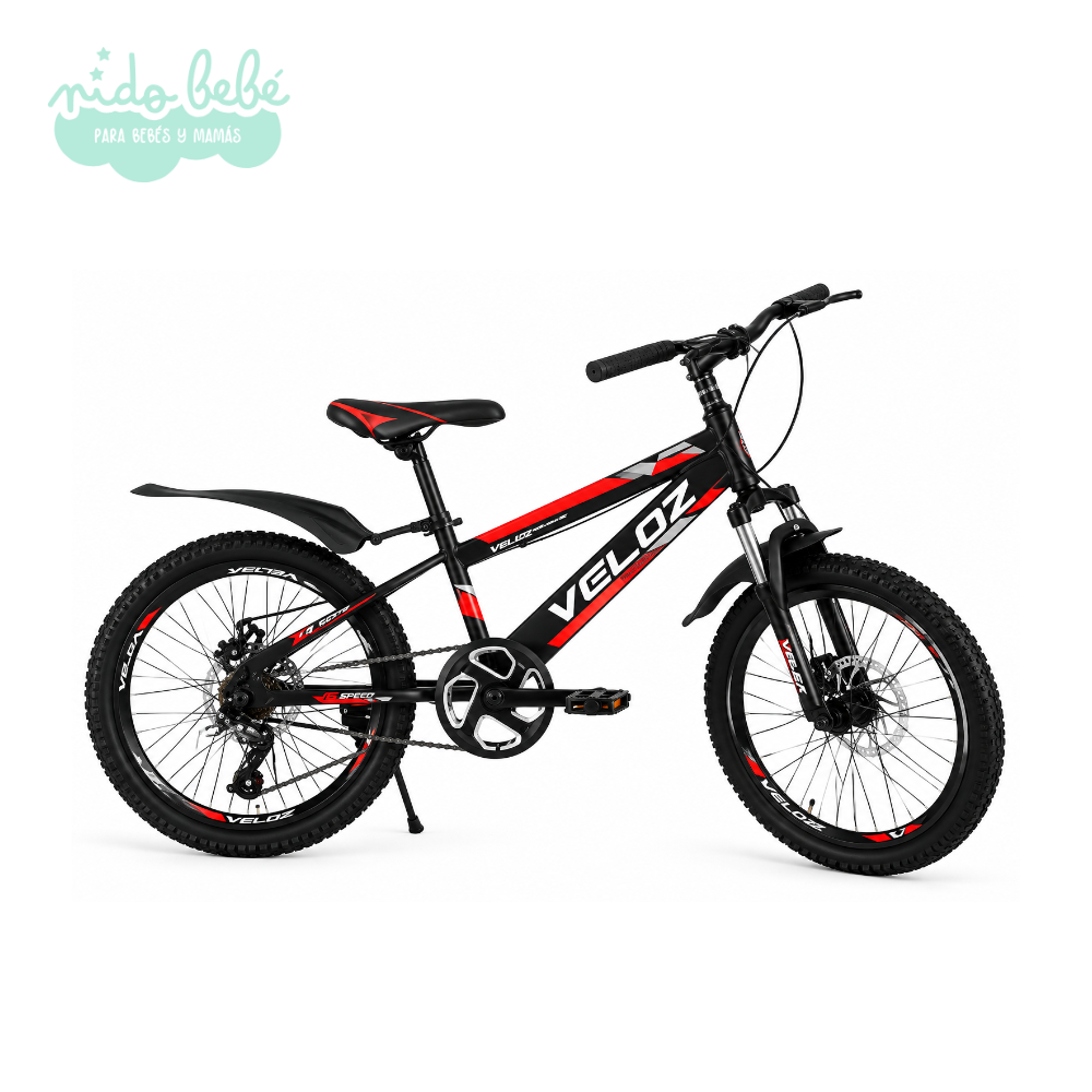 BICIARO16 ROCA NEGRO CON ROJO BICICLETA VELOZ ARO 16 MODELO ROCA - NEGRO CON ROJO - Imagen 1