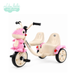 TRICICLO DINO DOBLE ASIENTO  PARA NIÑO - ROSADO