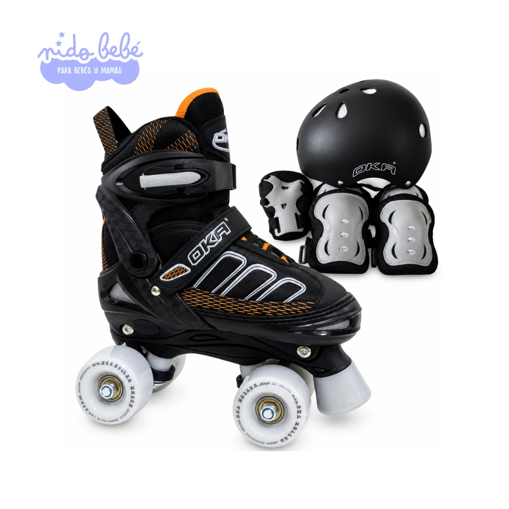 PATIN 4 RUEDAHIDR NARANJA PATIN 4 RUEDAS HIDRAULICO (TALLA L 37- 40) NEGRO CON NARANJA (copia) - Imagen 1