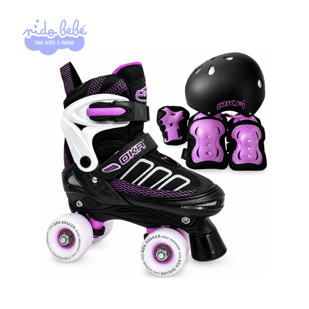 PATIN 4 RUEDAHIDR NEGRO CON LILA PATIN 4 RUEDAS HIDRAULICO (TALLA L 37 - 40) NEGRO CON LILA - Imagen 1