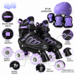 PATIN 4 RUEDAS HIDRAULICO (TALLA L 37 - 40) NEGRO CON LILA - Imagen 2